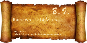 Borsova Izidóra névjegykártya